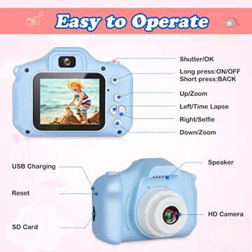 Zeacool Kids Camera, HD Digital Video Camera, Childrens Toys for 3 4 5 6 7 8 9 Year Old Boys/Girls, ...