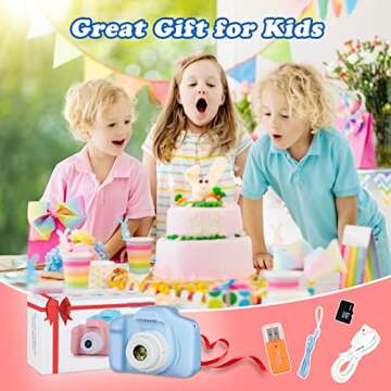 Zeacool Kids Camera, HD Digital Video Camera, Childrens Toys for 3 4 5 6 7 8 9 Year Old Boys/Girls, Selfie Camera for Kids, Christmas Birthday Gifts with 32GB SD Card (Blue)