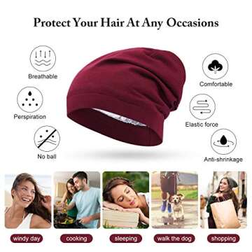 Poor Quality-00 Pieces Satin Lined Sleep Slouchy Beanie Hat Night Hair Cap for WomenPoor Quality