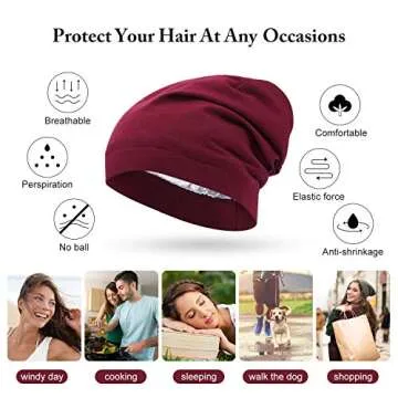 Poor Quality-00 Pieces Satin Lined Sleep Slouchy Beanie Hat Night Hair Cap for WomenPoor Quality