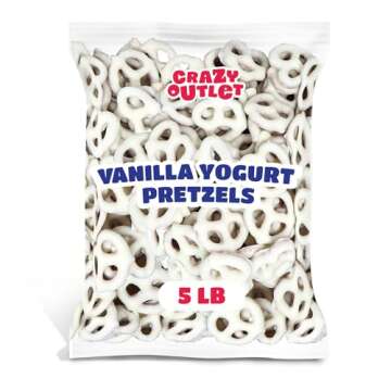 Vanilla Yogurt Covered Pretzels - 5 Pound Bulk Pack - Sweet and Salty Snack