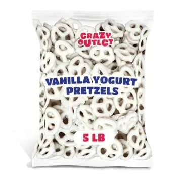 Vanilla Yogurt Covered Pretzels - 5 Pound Bulk Pack - Sweet and Salty Snack