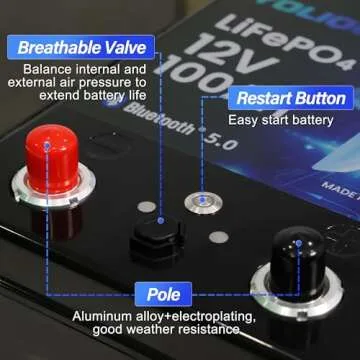 YOLIQUE 12V 100Ah Bluetooth LiFePO4 Lithium Battery Self-heating Low-Temp Protection, Built-in 100A BMS 4500~15000 Deep Cycles Battery for RV, Marine, Solar System, Trolling Motors, 1Pack