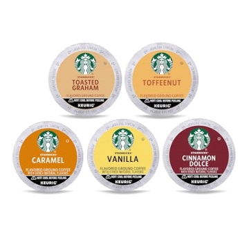 Starbucks K-Cup Coffee Pods, Naturally Flavored Variety Pack for Keurig, 100% Arabica, 40 Pods