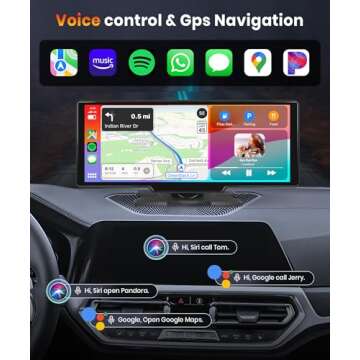 Podofo 10.26 inch Carplay Screen for Car with Wireless Carplay Android Auto MirrorLink, 1080P IPS To...