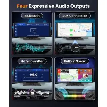 Podofo 10.26 inch Carplay Screen for Car with Wireless Carplay Android Auto MirrorLink, 1080P IPS Touch Screen Portable Radio Support Dual Bluetooth/Hands-Free/GPS/Siri/FM Transmit/Aux/TF Card