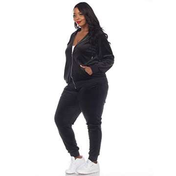 white mark Women's Plus Size 2-Piece Velour Tracksuit Jogger Outfit Activewear Set