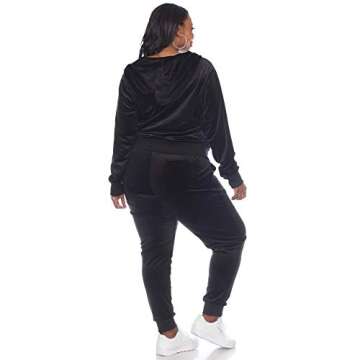 white mark Women's Plus Size 2-Piece Velour Tracksuit Jogger Outfit Activewear Set
