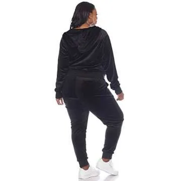 white mark Women's Plus Size 2-Piece Velour Tracksuit Jogger Outfit Activewear Set