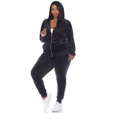 white mark Women's Plus Size 2-Piece Velour Tracksuit Jogger Outfit Activewear Set