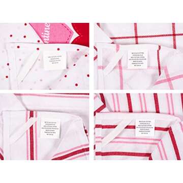 KAF Home Pantry Kitchen Holiday Dish Towel Set of 4, Cotton Rich, 18 x 28-inch (Happy Valentine's Da...