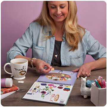 Sticker & Chill Sticker Book for Adults – 800+ Repositionable Colorful Clings Create Designs on 10 Spiral Bound Scene Pages – Easy, Fun & Stress Relieving Relaxation Activity – Flower Fest Series