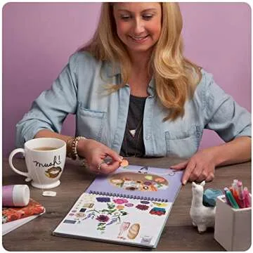 Sticker & Chill Sticker Book for Adults – 800+ Repositionable Colorful Clings Create Designs on 10 Spiral Bound Scene Pages – Easy, Fun & Stress Relieving Relaxation Activity – Flower Fest Series