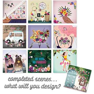 Sticker & Chill Sticker Book for Adults – 800+ Repositionable Colorful Clings Create Designs on 10 Spiral Bound Scene Pages – Easy, Fun & Stress Relieving Relaxation Activity – Flower Fest Series