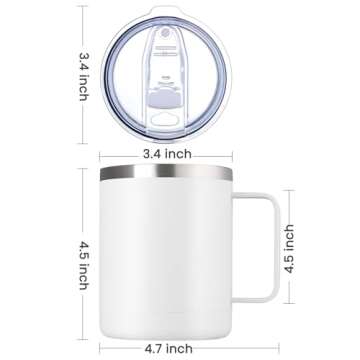 MEWAY 12oz Stainless Steel Coffee Mug with Handle