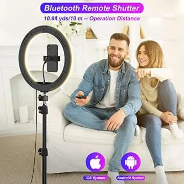 STALLY 12.3" Ring Light with Stand 75" Tall and 2 Phone Holder, Ring Light Tripod for iPhone with 3 CCT Mode & 29 Color Modes, Remote Shutter, Desk Tripod, Great for Live Stream/Makeup/YouTube/TikTok