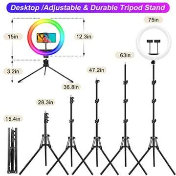 STALLY 12.3" Ring Light with Stand 75" Tall and 2 Phone Holder, Ring Light Tripod for iPhone with 3 CCT Mode & 29 Color Modes, Remote Shutter, Desk Tripod, Great for Live Stream/Makeup/YouTube/TikTok