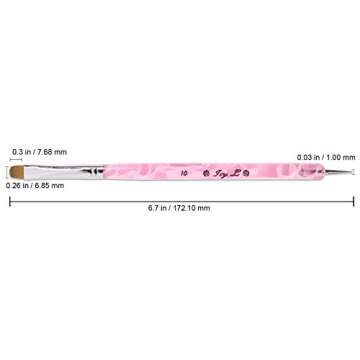 Ivy L Premium 2 Way French Gel Acrylic Nail Art Kolinsky Brush with Dotting Tool for Professional Ma...