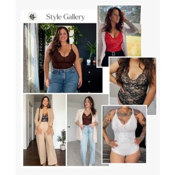 Popilush Shapewear Bodysuit V Neck Tummy Control Backless Lace Tank Tops Sleeveless Thong Bodysuit