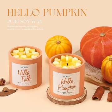 Pumpkin Spice Candle - Fall Candles, Thanksgiving Decorations, Hello Pumpkin Candle, Autumn Decor, C...