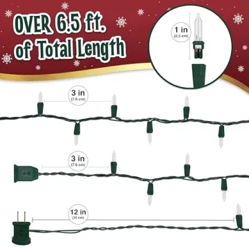 Warm White Christmas Lights String - 35 Modes, 6.3 ft