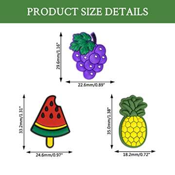 Fruit Vegetable Charms for Clog Shoe Decoration, Cherry Strawberry Pineapple Watermelon Grape Eggplant Charm for Boys Girls Kids Teens Gifts