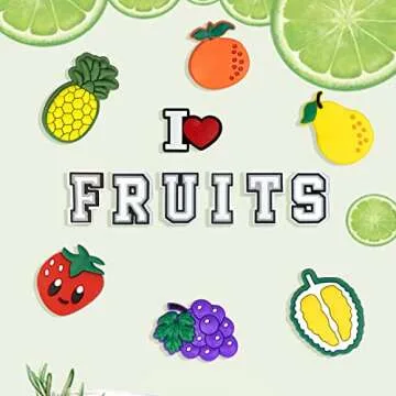 Fruit Vegetable Charms for Clog Shoe Decoration, Cherry Strawberry Pineapple Watermelon Grape Eggplant Charm for Boys Girls Kids Teens Gifts