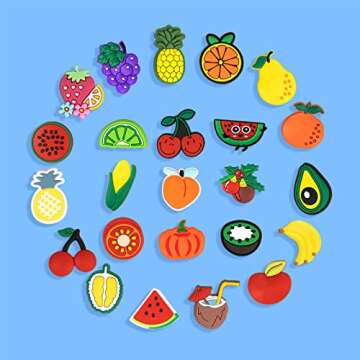 Fruit Vegetable Charms for Clog Shoe Decoration, Cherry Strawberry Pineapple Watermelon Grape Eggplant Charm for Boys Girls Kids Teens Gifts