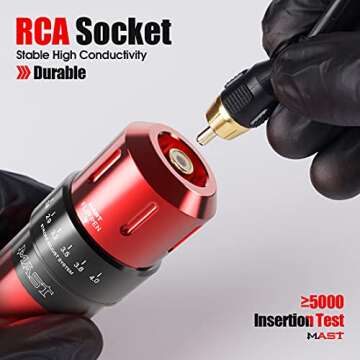 Mast Tattoo Flip Rotary Pen Machine Six Stroke Length Changeble Custom Coreless Motor for All Tattoo Styles M829 (Cochineal)