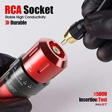 Mast Tattoo Flip Rotary Pen Machine Six Stroke Length Changeble Custom Coreless Motor for All Tattoo Styles M829 (Cochineal)