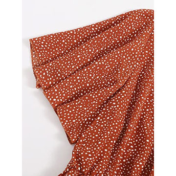 Floral V Neck Plus Size Dress for Women - Rust Brown