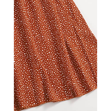 Floral V Neck Plus Size Dress for Women - Rust Brown