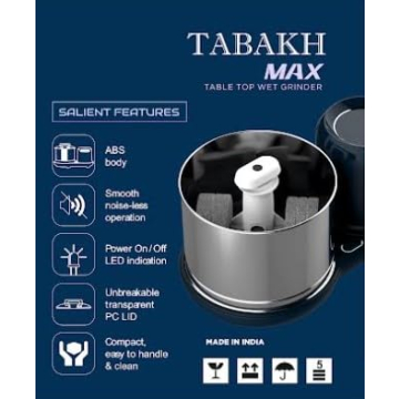 Tabakh Max 2L Wet Grinder with Atta Kneader & Scraper