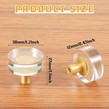 Glass Cabinet Knobs Crystal Cabinet Pulls Gold Cabinet Handle Brass Drawer Pull for Dresser Furnitur...