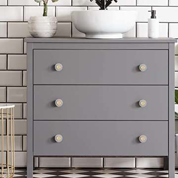 Glass Cabinet Knobs Crystal Cabinet Pulls Gold Cabinet Handle Brass Drawer Pull for Dresser Furniture Kitchen Cupboard Hardware(8 Pieces,Round Style)