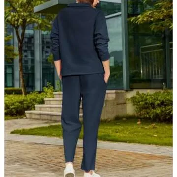 SeeLuNa Lounge Sets for Women 2 Piece Outfits Long Sleeve V Neck Pullover Sweatshirts Wide Leg Pants...