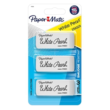 Paper Mate 70624 White Pearl Erasers - Large, 3 Count
