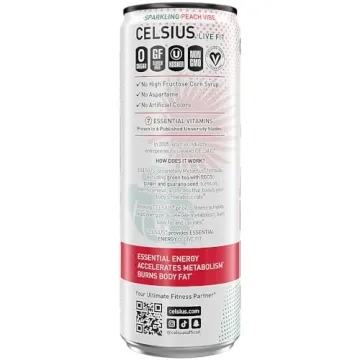 CELSIUS Sparkling Peach Vibe Energy Drink Pack of 4