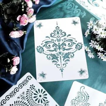 16 Pieces Flower Border Stencils Mandala Stencils Reusable Floral Mandala Laser Cut Painting Templates for DIY Wall Tile Furniture Canvas Craft Stencils Outdoor Indoor Decoration, 11.4 x 8.3 Inch