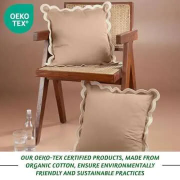 Folkulture Throw Pillow Covers 18x18, Scallop Pillow Cover Set of 2 Decorative Throw Pillows for Couch, Cute Outdoor Pillows or Couch Pillow Covers Standard Size, Brown Pillows for Living Room