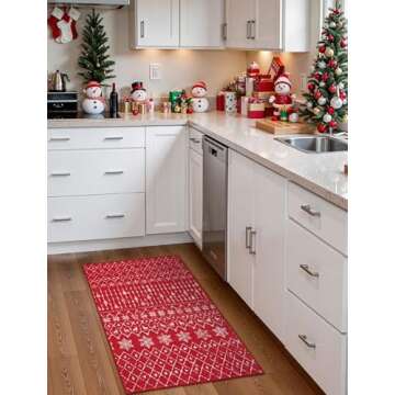 Lahome Moroccan Christmas Rug - 2x3 Small Washable Red Kitchen Rugs Non-Slip Indoor Entry Rug Throw ...