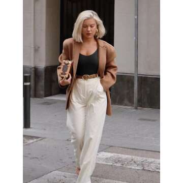 REORIA Women's Long Sleeve Tops 2024 Fall V Neck Slim Fitted Soft Layering Basic Shirt Thermal Double Lined Going Out Tops(Black Small)