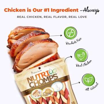 NutriChomps Dog Chews, 6-inch Braids, Easy to Digest, Rawhide-Free Dog Treats, Healthy, 10 Count, Re...