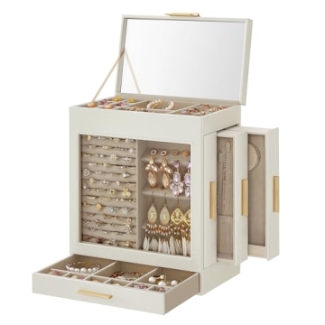 SONGMICS Jewelry Box Organizer with Glass Window