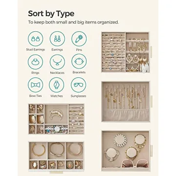 SONGMICS Jewelry Box Organizer with Glass Window