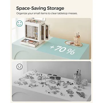 SONGMICS Jewelry Box Organizer with Glass Window