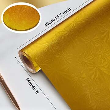 Jecery Embossed Floral Foil Paper for Crafts - Metallic 15.7"x46ft