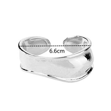 COLORFUL BLING Punk Twisted Gold Silver Open Wide Cuff Bracelet for Women Irregular Wave Chunky Cuff...