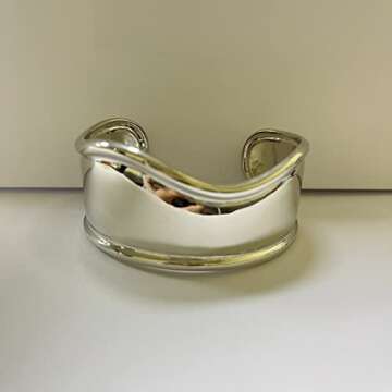 Twisted Gold Silver Cuff Bracelet for Trendy Women