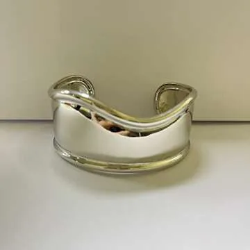 Twisted Gold Silver Cuff Bracelet for Trendy Women